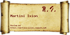 Martini Ixion névjegykártya